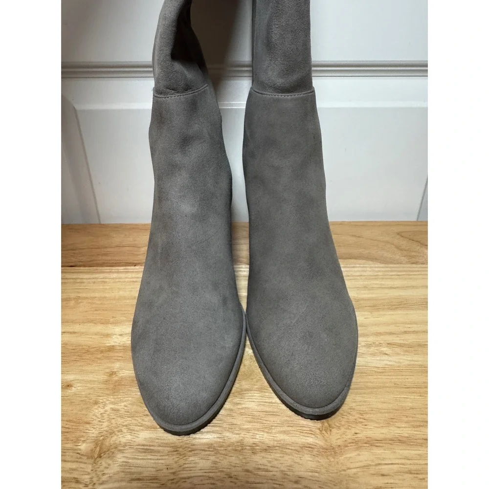 Stuart Weitzman Midland Grey Suede Over The Knee Block Heel Boots Womens 7.5B